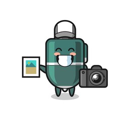 Character Illustration of ballpoint pen as a photographer