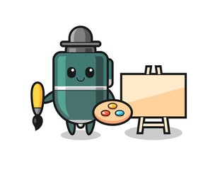 Fototapeta premium Illustration of ballpoint pen mascot as a painter