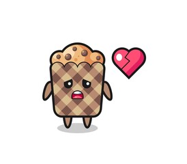 muffin cartoon illustration is broken heart