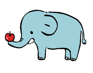 りんごを持った象のイラスト
