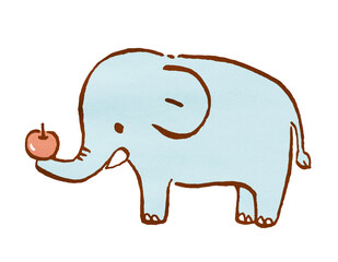 りんごを持った象のイラスト