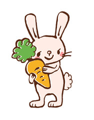 人参を持ったうさぎのイラスト