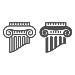 Fragment of greek column line and solid icon, interior design concept, part of ancient column vector sign on white background, outline style icon for mobile concept and web design. Vector graphics.