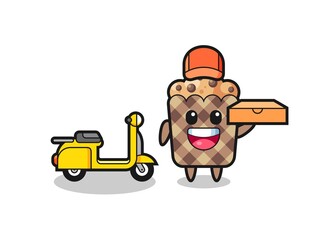 Character Illustration of muffin as a pizza deliveryman