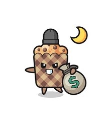 Illustration of muffin cartoon is stolen the money