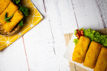 Delicious Risoles or Risol Vegetable is a typical Indonesian traditional street food made from...