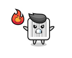 Fototapeta premium barcode character cartoon with angry gesture