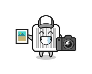 Character Illustration of barcode as a photographer