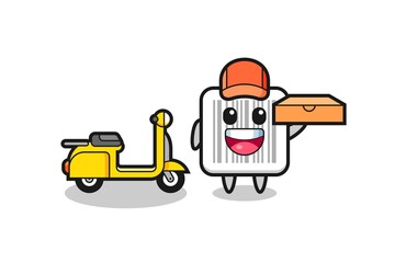 Character Illustration of barcode as a pizza deliveryman