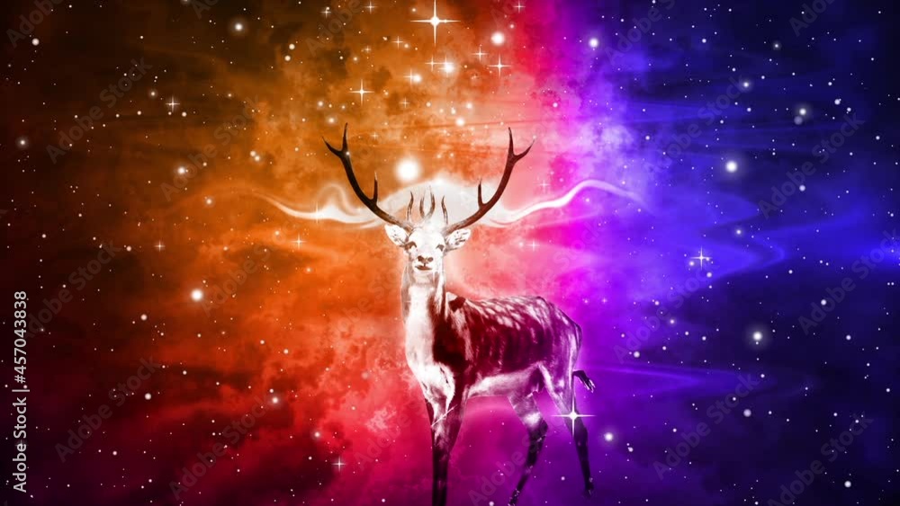 Canvas Prints fantasy deer with colorful cloudy abstract background