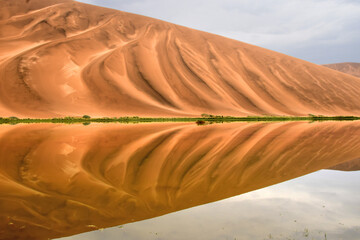 The Badain Jaran Desert (Chinese: 巴丹吉林沙漠; pinyin: Bādānjílín Shāmò) is a desert in China which spans the provinces of Gansu, Ningxia and Inner Mongolia. It covers an area of 49,000 square kilometers.