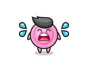 clothing button cartoon illustration with crying gesture
