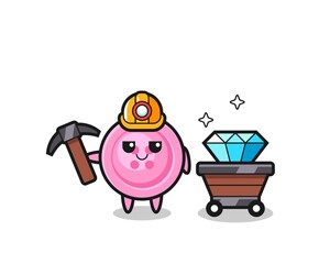 Character Illustration of clothing button as a miner
