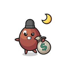 Illustration of chocolate egg cartoon is stolen the money