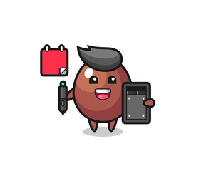 Illustration of chocolate egg mascot as a graphic designer