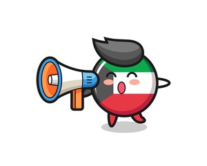 kuwait flag badge character illustration holding a megaphone