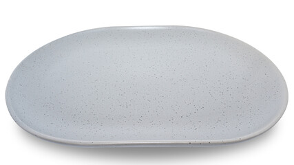 Grey circle ceramics plate isolated on white background.