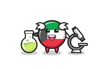 Mascot character of kuwait flag badge as a scientist