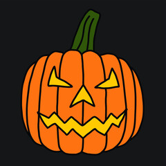 Simplicity halloween pumpkin freehand drawing flat design.