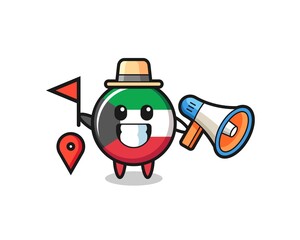 Character cartoon of kuwait flag badge as a tour guide