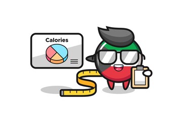 Illustration of kuwait flag badge mascot as a dietitian