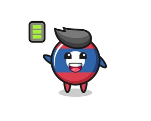 laos flag badge mascot character with energetic gesture
