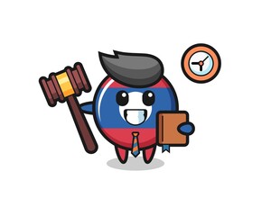 Mascot cartoon of laos flag badge as a judge