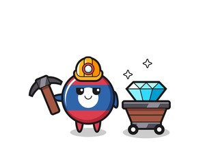 Fototapeta premium Character Illustration of laos flag badge as a miner