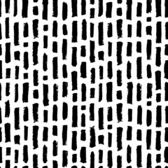Black brush strokes on white background. Vector  seamless pattern. Abstract backdrop