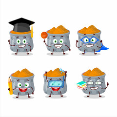 School student of bowl of turmeric cartoon character with various expressions