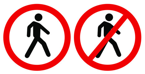 No prohibition sign set, No access for pedestrians prohibition sign, authorized personnel only. vector illustration.