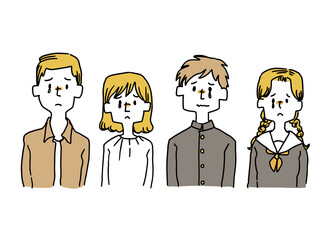 泣いている人物のイラストセット