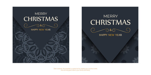 Dark blue happy new year flyer with luxury blue pattern