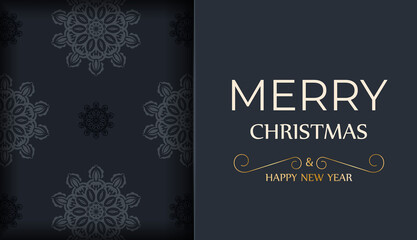 Dark blue happy new year flyer with winter blue ornament