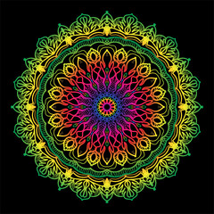 Luxury Decorative Colorful Islamic Batik Mandala Greetings Card Background With Abstract Unique Pattern Design In East Style