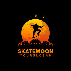 illustration of skater on the moon gradient style