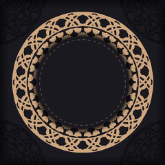 Black postcard with brown vintage ornament