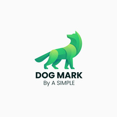 Vector Logo Illustration Dog Gradient Colorful Style.