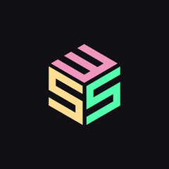 Initial letter WSS hexagon shape