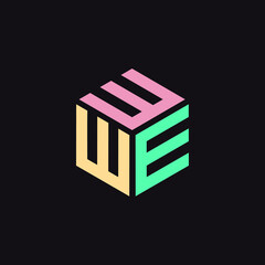 Initial letter WWE hexagon shape
