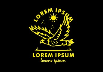 Line art illustration of flying eagle