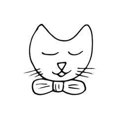 cat hand drawn doodle. vector, scandinavian, nordic, minimalism, monochrome. animals, children print, sticker, decor.
