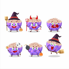 Halloween expression emoticons with cartoon character of rose matta rice