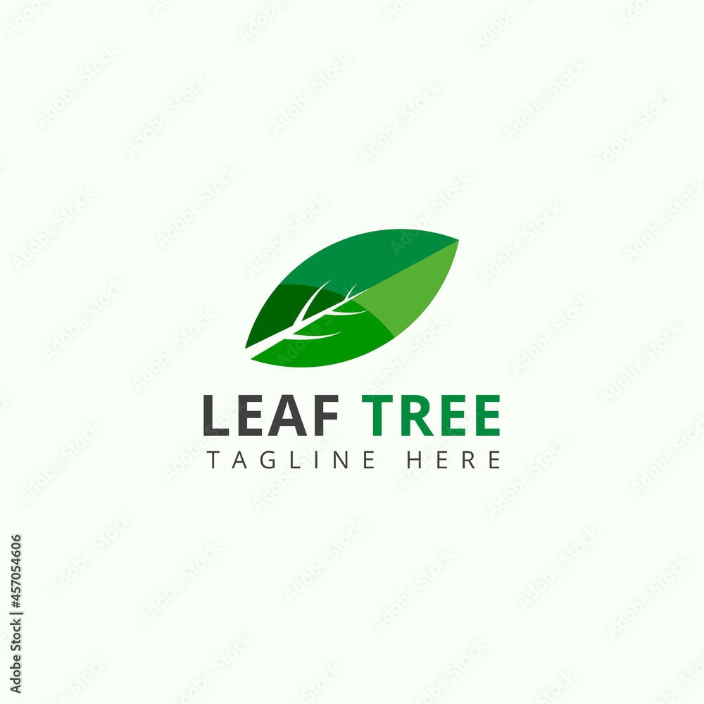 Poster tree logo abstract design vector template negative space style.