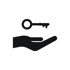 Hand holding key icon design vector illustration