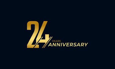 24 Year Anniversary Celebration Vector. Happy Anniversary Greeting Celebrates Template Design Illustration