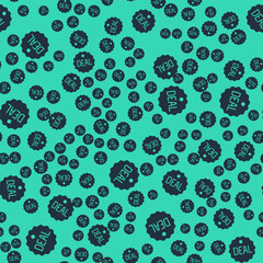 Black Deal icon isolated seamless pattern on green background. Vector