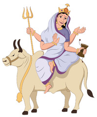 Illustration of Mahagauri - Navratri