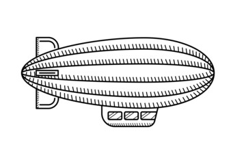 Zeppelin coloring page for kids. Blimp side view