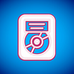 White CD disk award in frame icon isolated on blue background. Modern ceremony. Best seller. Musical trophy. Vector